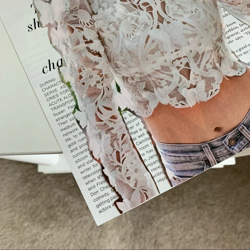 Editorial Collage‎ Wall Art Rose Byrne Lace Blouse Chic Modern Aesthetic